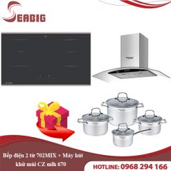 Combo Bếp điện 2 từ CZ 702MIX + Máy hút khử mùi CZ mlh 670