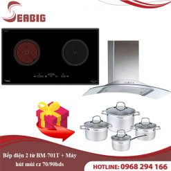Combo Bếp điện 2 từ BM-701T + Máy hút mùi cz 70/90bds