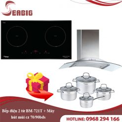 Combo Bếp điện 2 từ BM-721T + Máy hút mùi cz 70/90bds