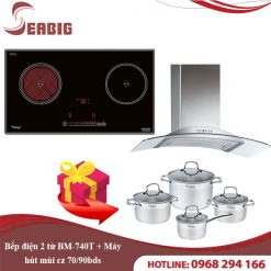 Combo Bếp điện 2 từ BM-740T + Máy hút mùi cz 70/90bds