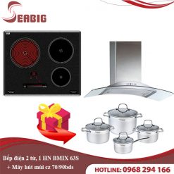 Combo Bếp điện 2 từ, 1 HN BMIX 63S + Máy hút mùi cz 70/90bds