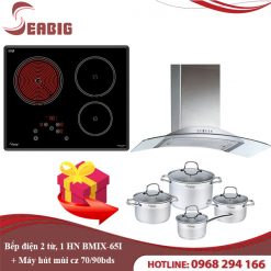 Combo Bếp điện 2 từ, 1 HN BMIX-65I + Máy hút mùi cz 70/90bds