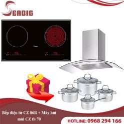 Combo Bếp điện từ CZ 86R + Máy hút mùi CZ tb 70